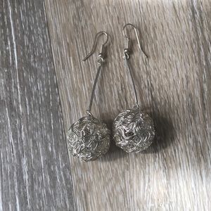 Silver Wire Wrapped Ball Earrings